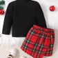 Children's Ribbed Knit Top & Plaid Skirt Set - Farnelli