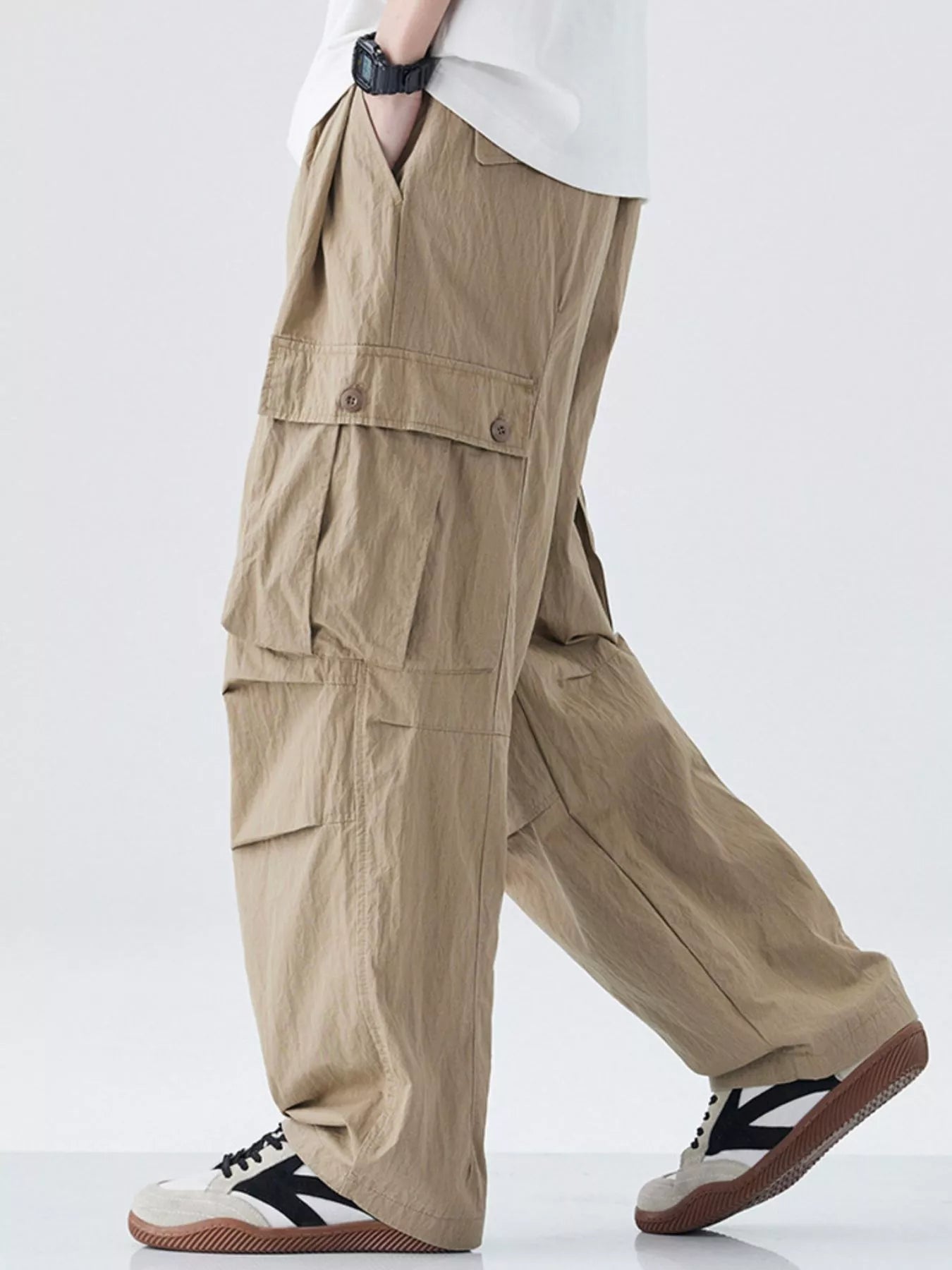 Men's Drawstring Wide Leg Cargo Pants - Farnelli