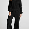 V-Neck Long Sleeve Top and Pants Active Set - Black