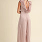 MABLE 3D Floral Applique Deep Cowl Neck Jumpsuit - Farnelli