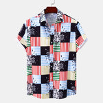 Men's Plus Size Color Block Striped Button Up Casual Shirt - Farnelli