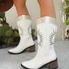 Point Toe Block Heels Boots - White