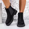 Elastic Side Panels Ankle Boots - Black