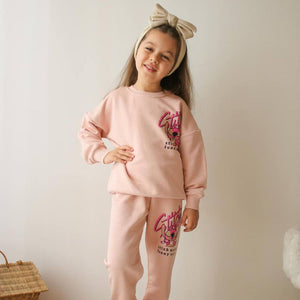 Blush Fun Girls Joggers Set-0