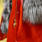 Roma Genuine Silver Fox Fur Rabbit Fur Insulated Parka in Red