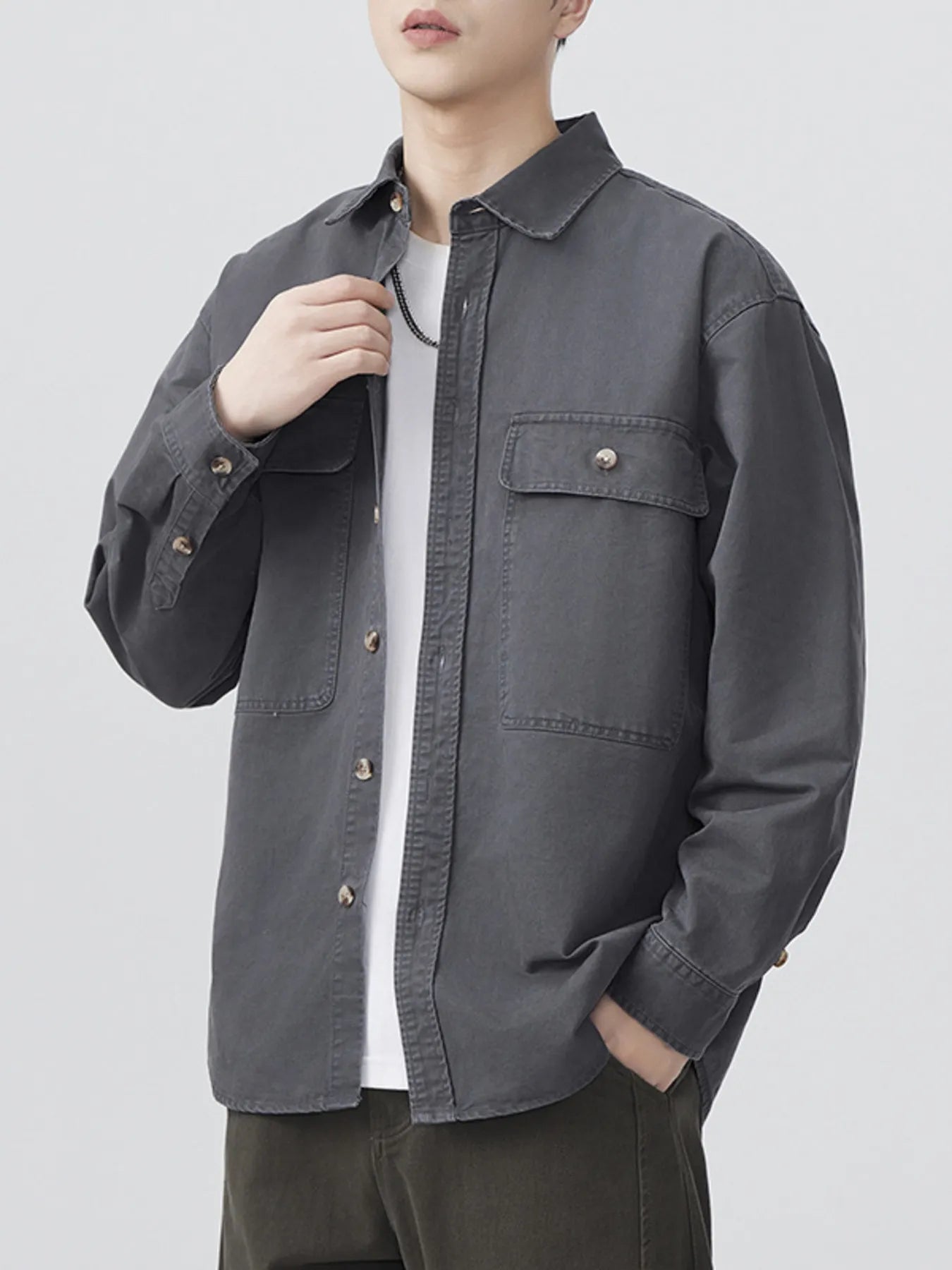 Men's Plus Size Button Up Long Sleeve Shirt - Farnelli