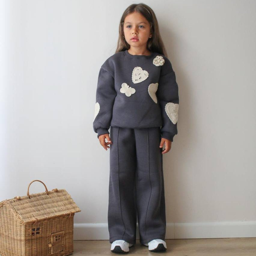 Lace Hearts Girls Casual Set - Farnelli