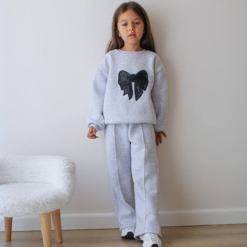 Black Bow Girls Casual Set-0