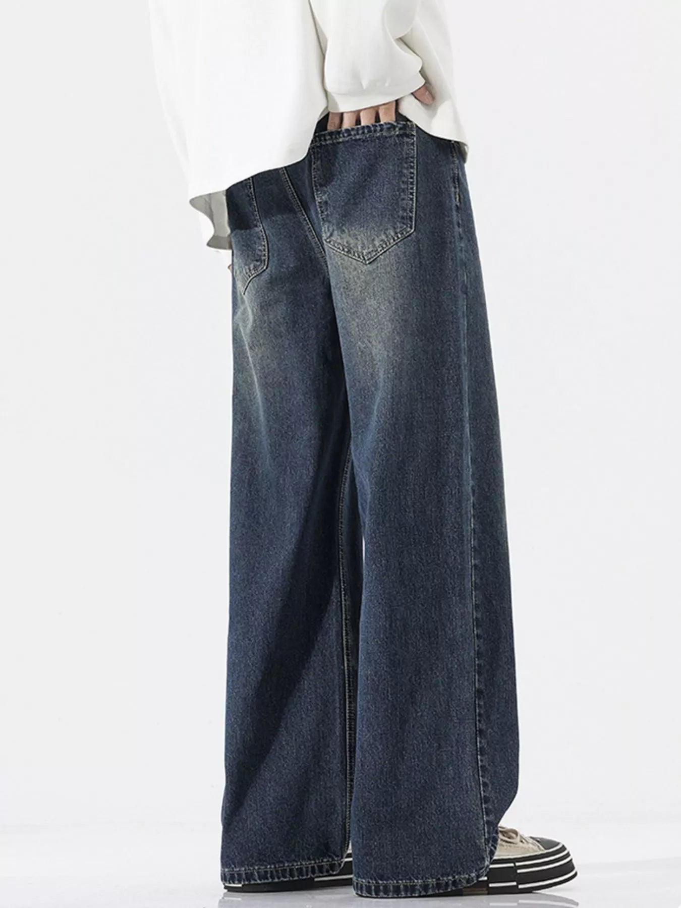 Men's Full Size Wide-Leg Relaxed Fit Jeans Plus Size - Farnelli