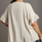 Umgee Full Size Raw Hem Ruffle Short Sleeve Blouse Plus Size - Farnelli