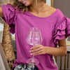 BiBi Layered Ruffle Sleeve Jersey Top - VIOLET