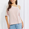 Andree by Unit Full Size Something Simple Cold Shoulder Tee - Dusty Pink