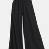 Zenana Pleated Linen Blend Wide Leg Pants - Black