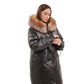 Genuine Fox Fur Trim Mid Length Coat