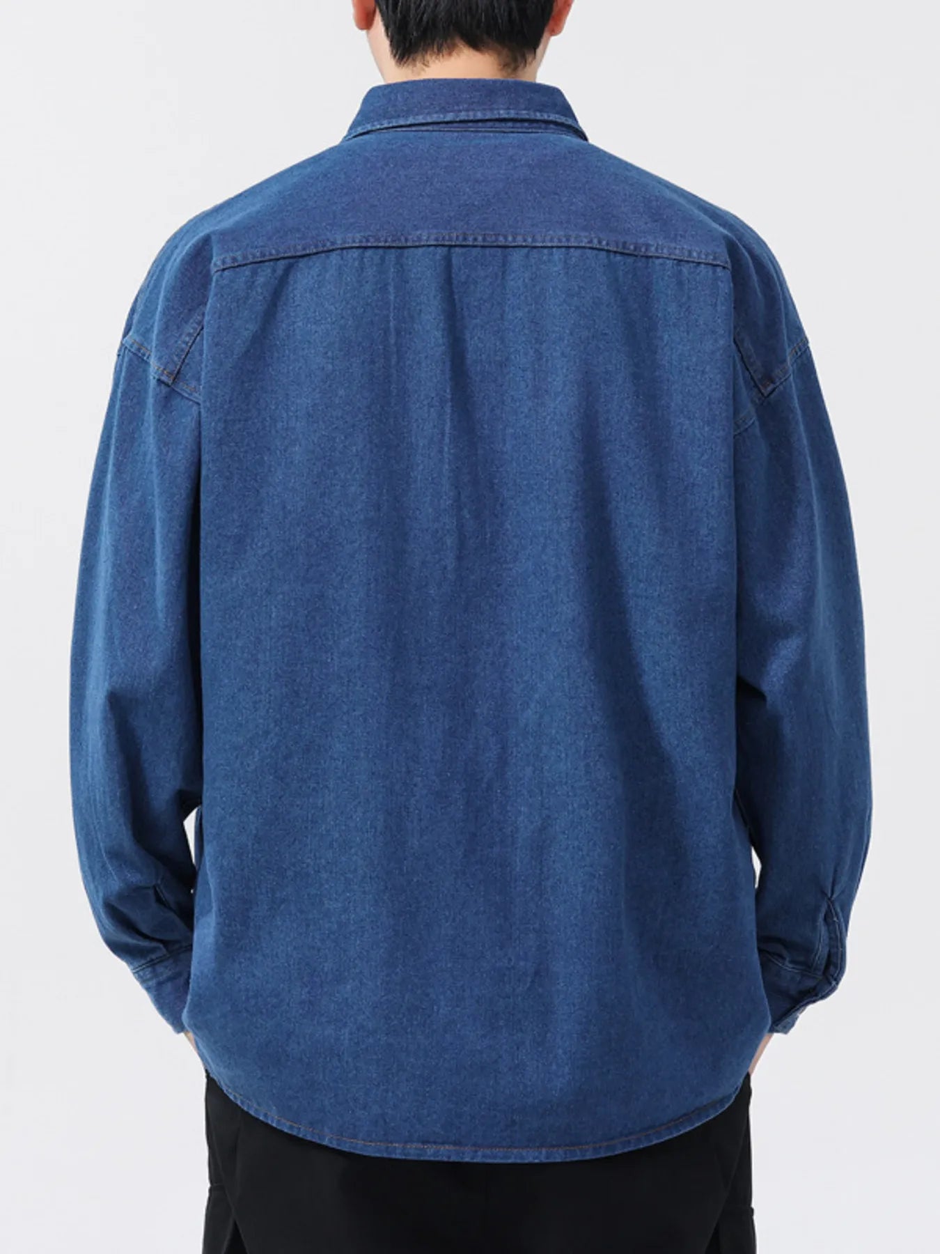 Men's Plus Size Button Up Long Sleeve Denim Shirt - Farnelli