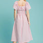Umgee Smocked Striped Short Sleeve Midi Dress - Farnelli