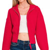 Zenana Ribbed Collared Zip Up Sweater Cardigan - RUBY