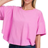Zenana Cotton Round Neck Short Sleeve T-Shirt - BRIGHT MAUVE
