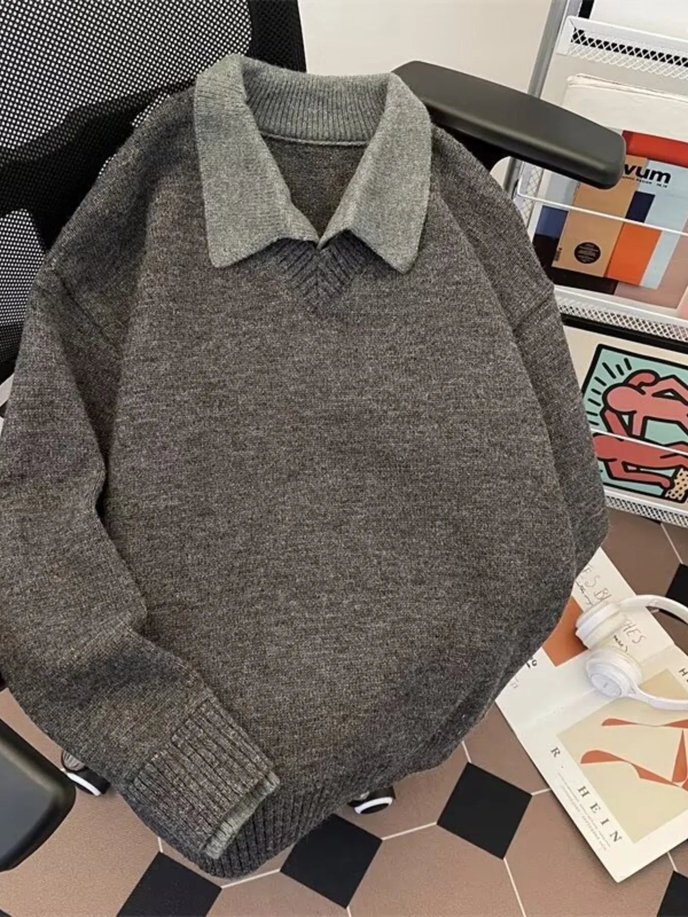 Men's Ribbed Hem Long Sleeve Sweater - Farnelli