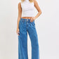 RISEN Full Size Mid Rise Fit Wide Leg with Pleated Detail Jeans Plus Size - Farnelli