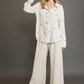 Umgee Linen Blend Fitted Shirt with Ribbon Embroidery Details - Farnelli