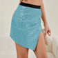 Asymmetrical Slit Sequin Skirt - Farnelli