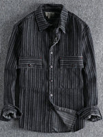 Men's Striped Button Down Denim Shirt - Farnelli