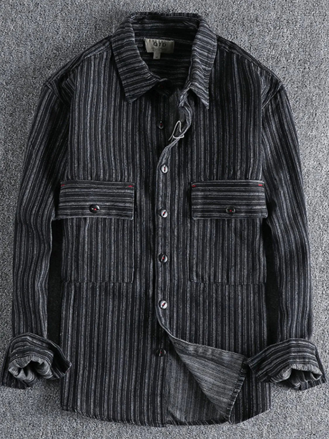 Men's Striped Button Down Denim Shirt - Farnelli