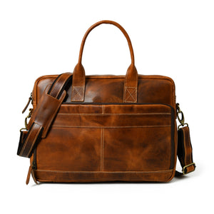 Classy Leather Bags Bison Elite Office Briefcase made of genuine leather with sturdy handles and multiple compartments.