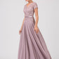CLEARANCE - Eureka 5909 Lace Bodice A-Line Long Dress Short Sleeves (Size 3XL)