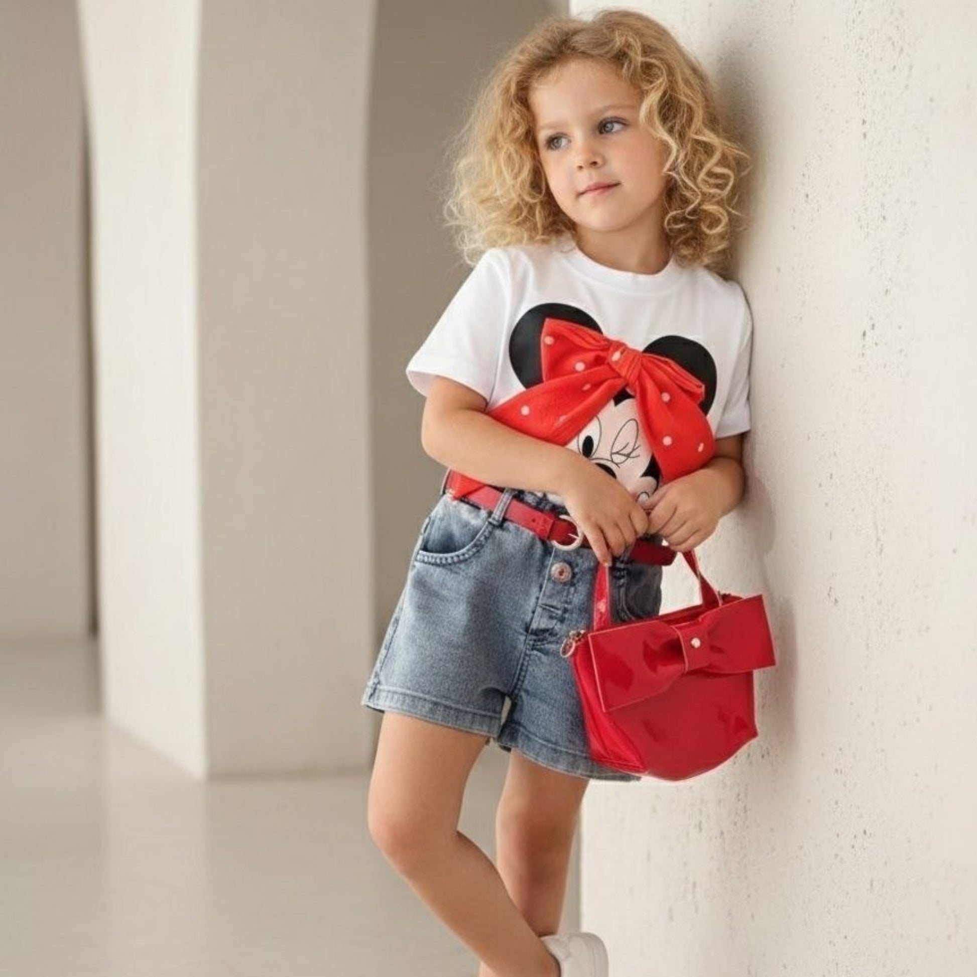 Red Denim Girls Set & Bag-1