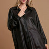 Umgee Side Slit Button Up Long Sleeve Shirt - Black