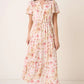 Mittoshop Flower Print Flutter Sleeve V Slit Maxi Dress - Farnelli