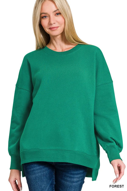 Zenana Fleece Hi-low Boyfriend Sweatshirts with Pockets - Farnelli