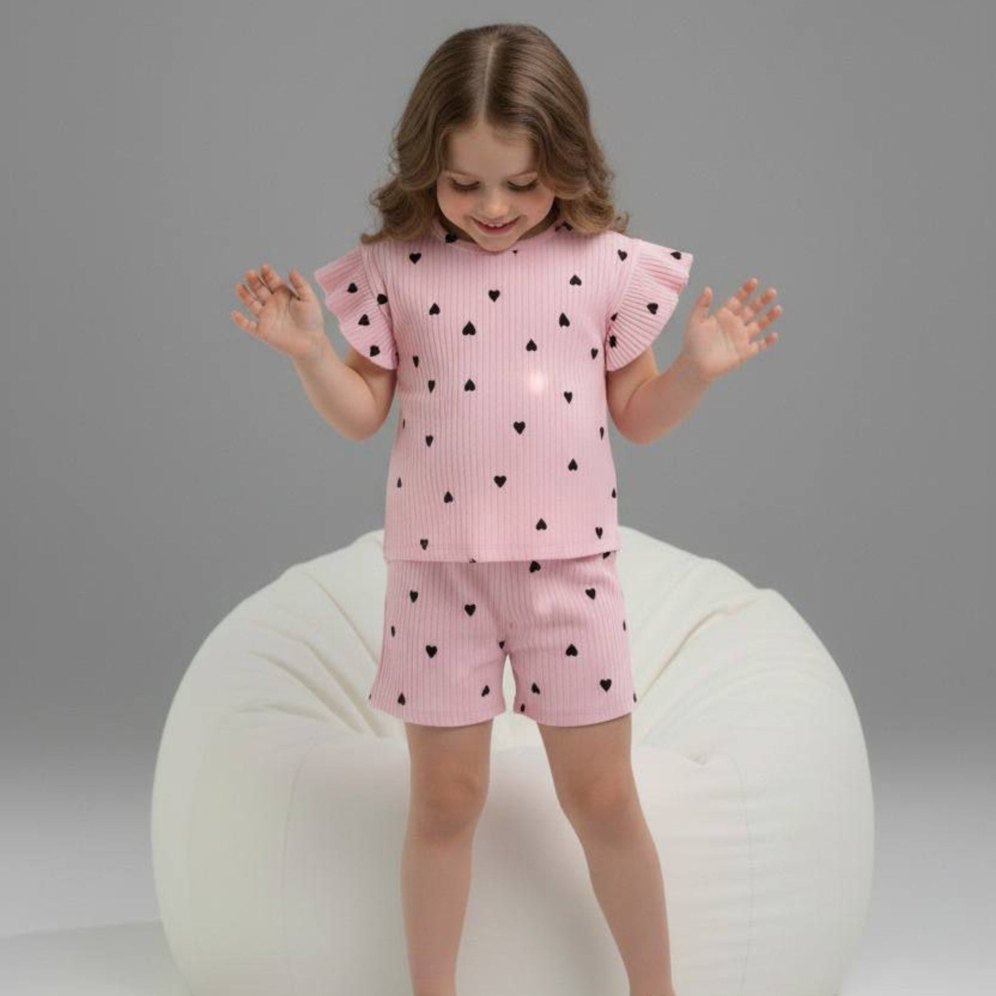 Tiny Hearts Girls Short Set-0