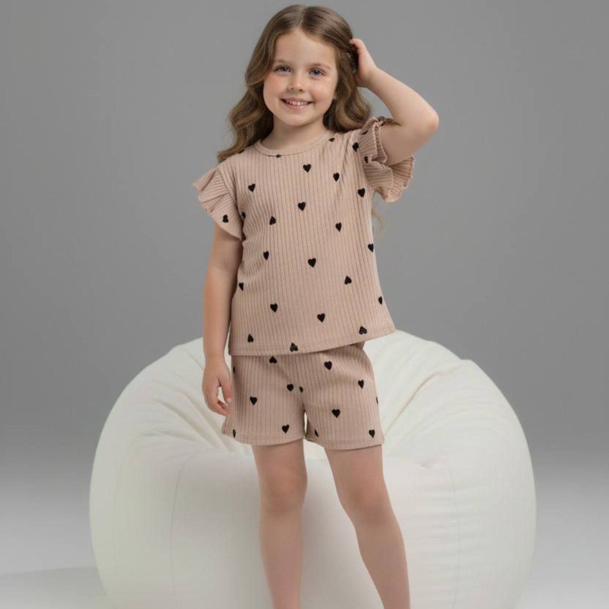 Tiny Hearts Girls Short Set-1