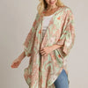 Umgee Full Size Mixed Print Open Front Kimono with Ruffle Sleeves Plus Size - PISTACHIO MIX