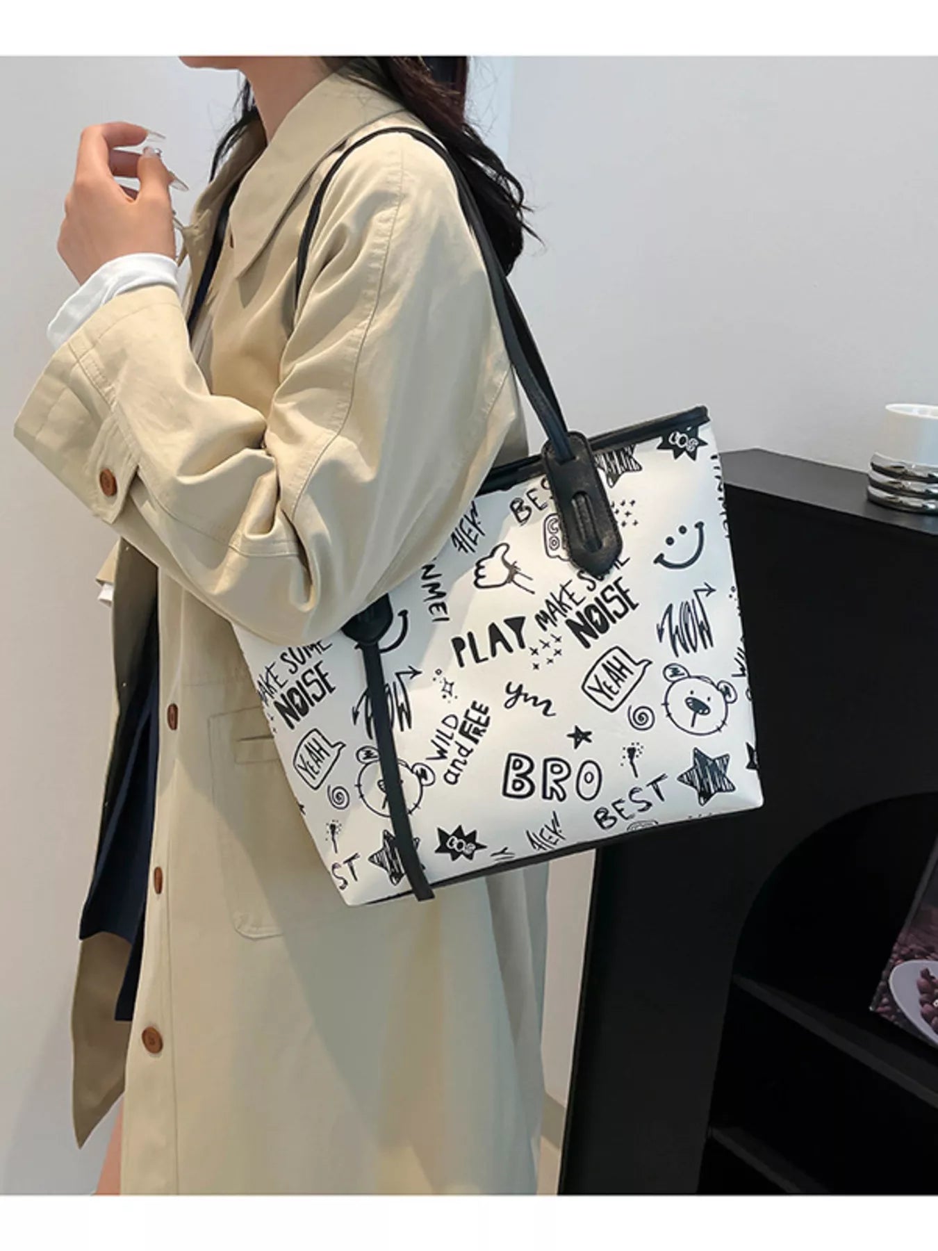 Graffiti Print Casual Tote Bag - Farnelli