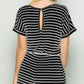 Heimish Full Size Striped Round Neck Short Sleeve Romper - Farnelli