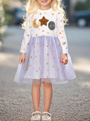 Children's Polka Dot Long Sleeve Tulle Dress - Farnelli