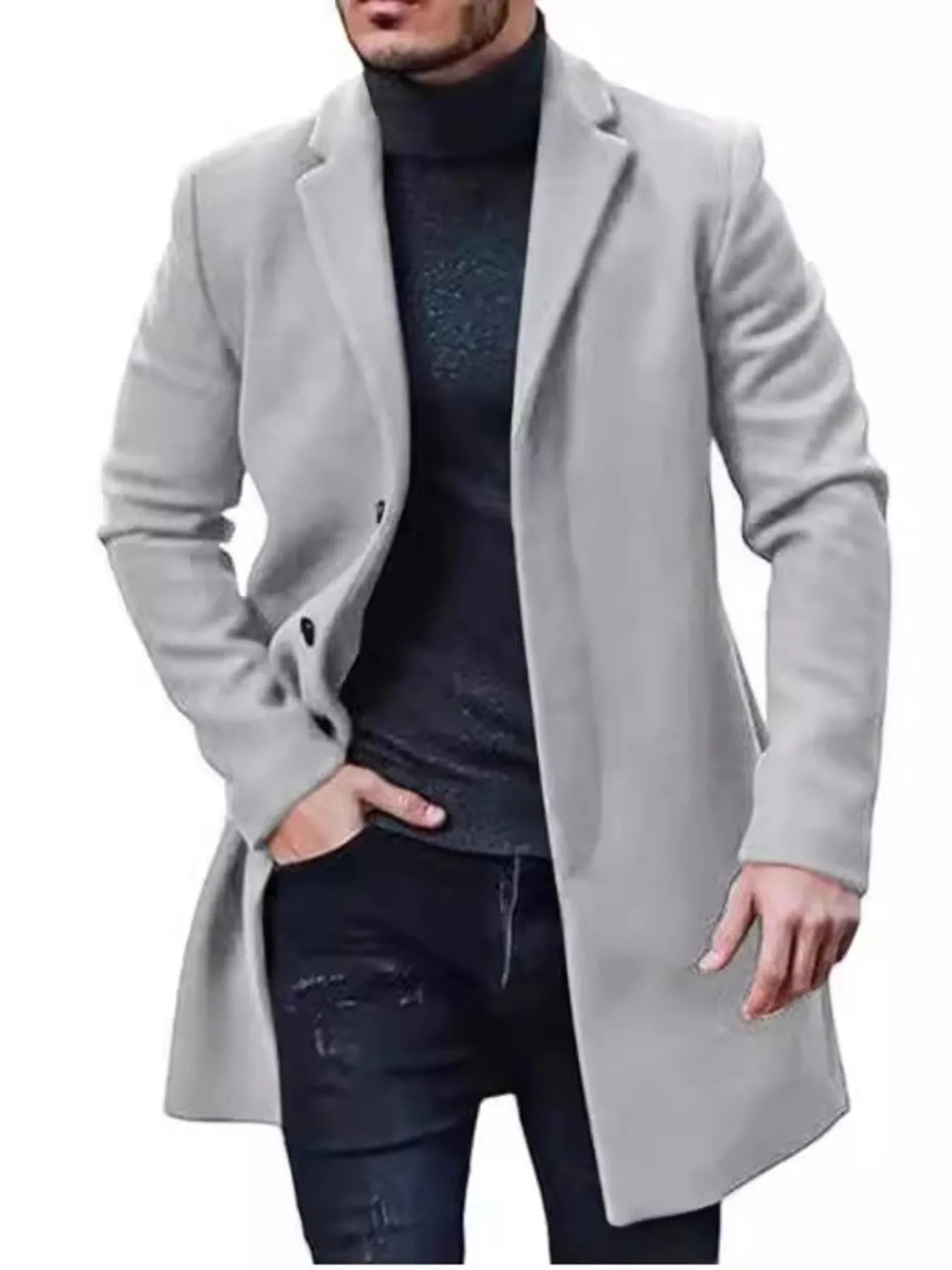 Men's Plus Size Classic Long Sleeve Overcoat - Farnelli
