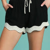 Umgee Full Size Color Blocked Scalloped Hem Shorts Plus Size - Black