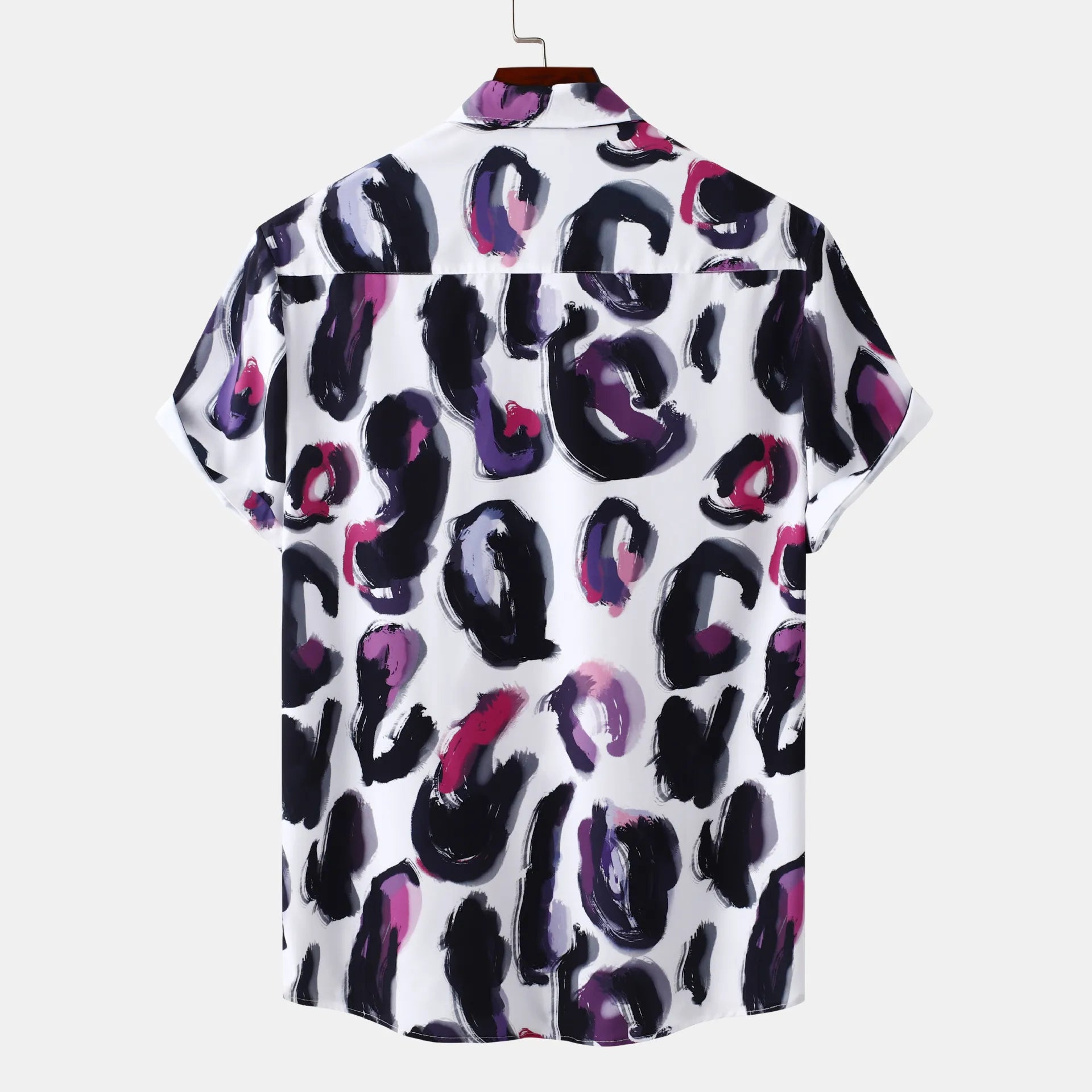 Men's Plus Size Printed Short Sleeve Button-Up Shirt - Farnelli