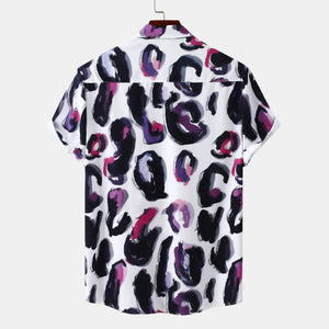 Men's Plus Size Printed Short Sleeve Button-Up Shirt - Farnelli
