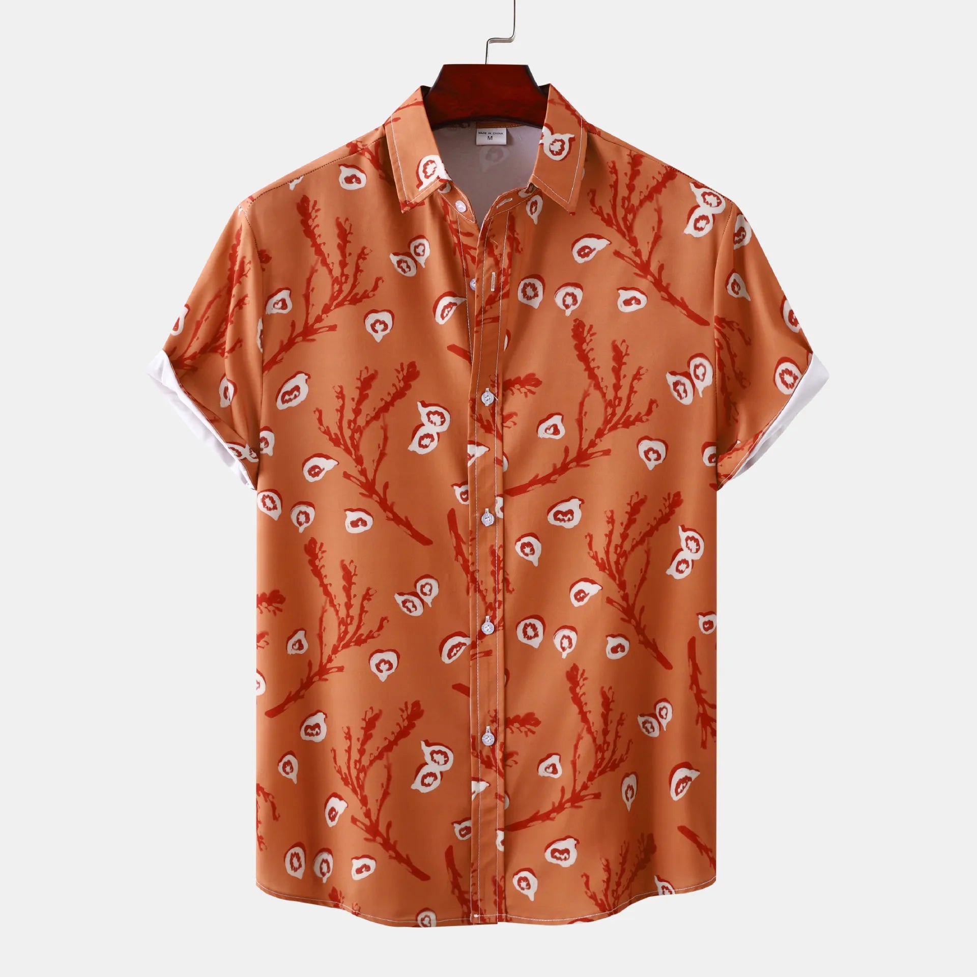 Men's Plus Size Printed Short Sleeve Button-Up Shirt - Farnelli