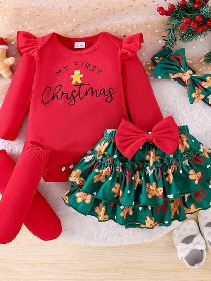 Children's My First Christmas Ruffle Sleeve Set - Farnelli