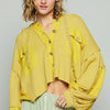 POL Raw Hem Cropped Hooded Jacket - Yellow