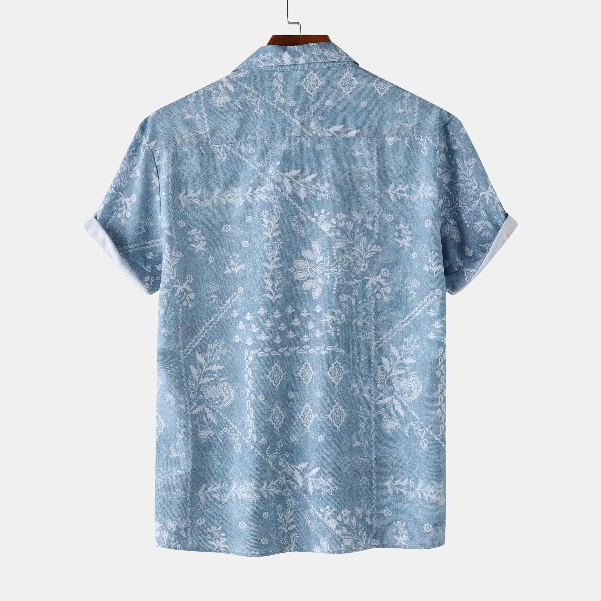 Men's Printed Short Sleeve Button-Up Shirt - Farnelli