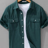 Men's Plus Size Button Up Short Sleeve Shirt - Green