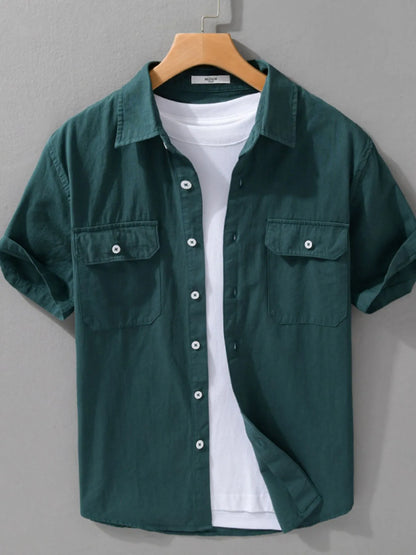 Men's Plus Size Button Up Short Sleeve Shirt - Farnelli